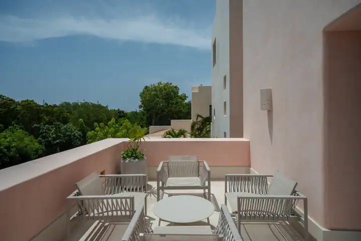 The family-room terrace at Casa Coral with outdoor seating