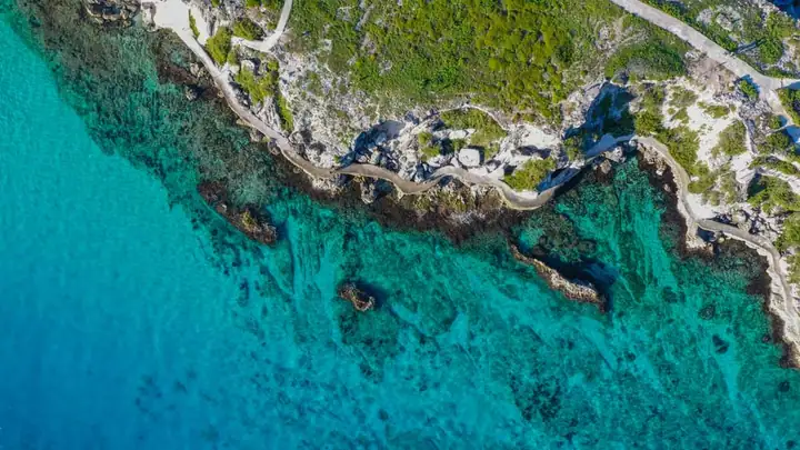 The cliffs of Punta Sur on Isla Mujeres above the turquoise water